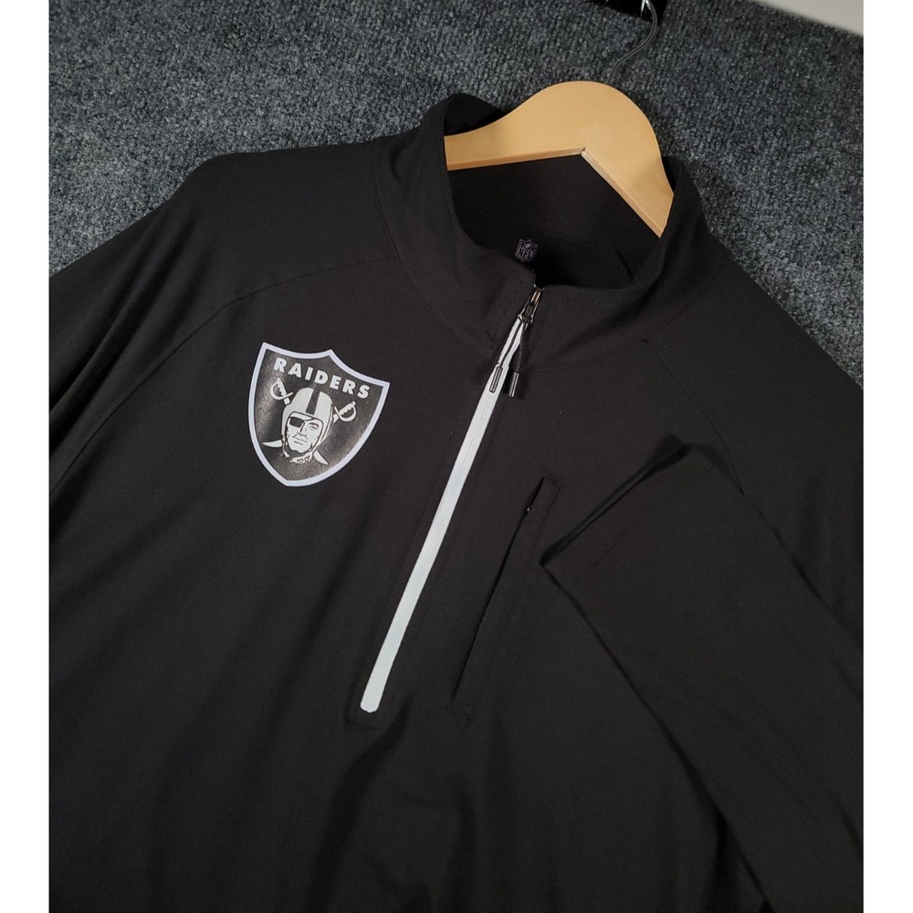 Las Vegas Raiders 1/4 Zip Pullover Jacket Large Black Mens NFL Combine Authentic